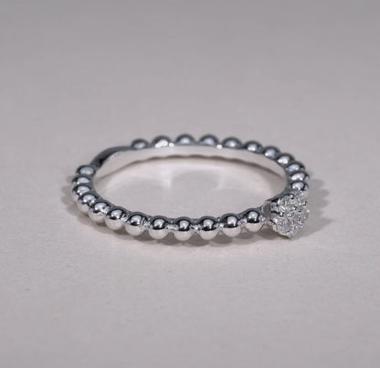 Solitaire Bead Cluster Diamond Ring
