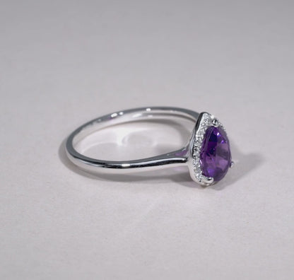 Teardrop Precious Stone & Diamond Ring